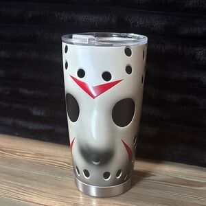 Horror Mask Design Tumbler - Black, Red, Gray